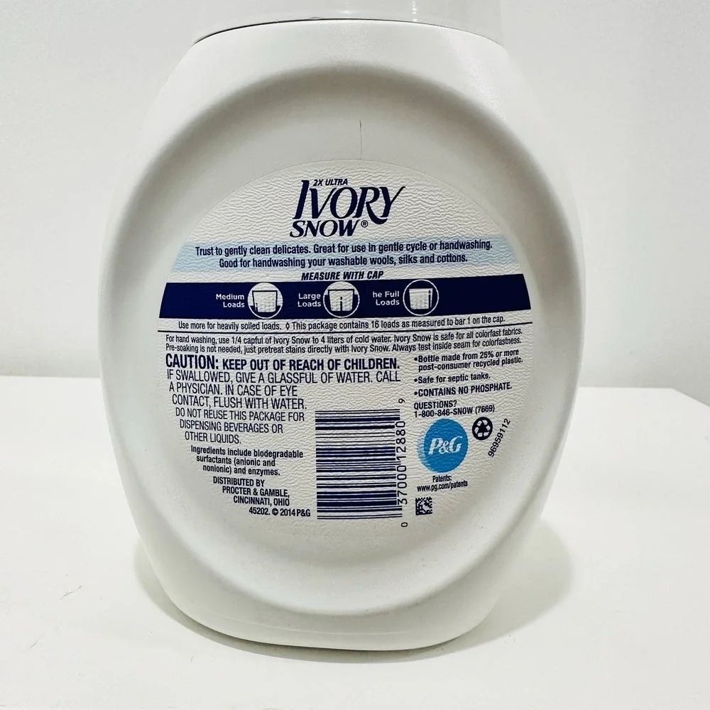(1) IVORY Snow‎ 2X Ultra Gentle Care Detergent Liquid ~25 fl oz~ PINK Cap.